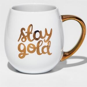 "Stay gold" Threshold gold trim stoneware mug cup dishwasher & microwave safe